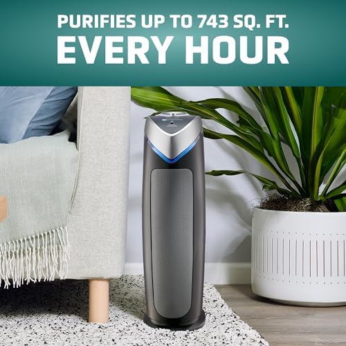 GermGuardian HEPA Air Purifier - Large Room Air Purifier for Bedroom, Office, Dorm, and Home - Filters Pet Dander, Dust, Pollen, Smoke, Scents - AC48252PK - 22" Tower - Gray - 2-Pack - Image 4