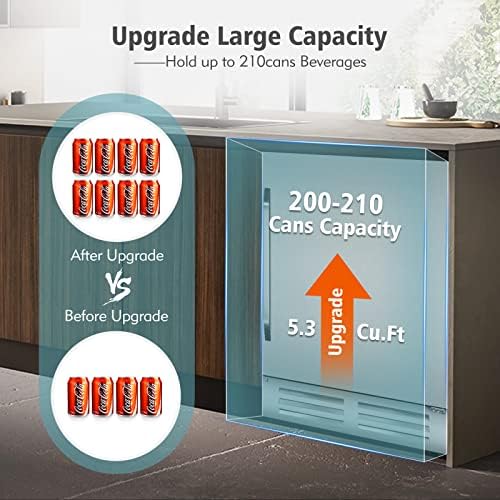 24 Inch Outdoor Beverage Refrigerator Cooler,Stainless Steel Wide Refrigerator for 210 Cans,Fit Perfectly for 24" Space Built-in Counter or Freestanding with powerful and quiet cooling system - Image 4