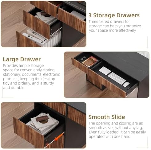 4 EVER WINNER Computer Desk with Drawers, 48 Inch Fluted Desk with Storage - Image 5