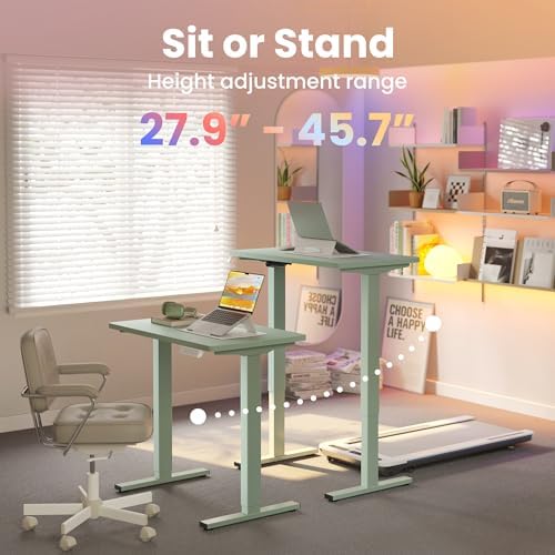 HUANUO 32x19 Inch Small Electric Standing Desk, Adjustable, Sage Green - Image 4