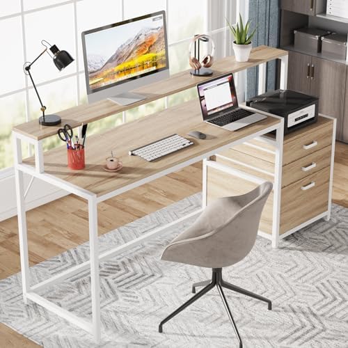 Tribesigns 63 Inch Computer Desk with File Drawer Cabinet, Home Office Desk - Image 3
