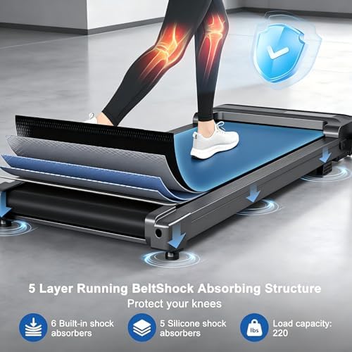 Treadmills for Home Walking Pad Machine- Foldable Treadmill with Handle Bar for Running Jogging Gym Compact Portable Small Caminadora Electrica Folding Quiet Tred Mills Motor & LED Dispay Pcrignbm - Image 4