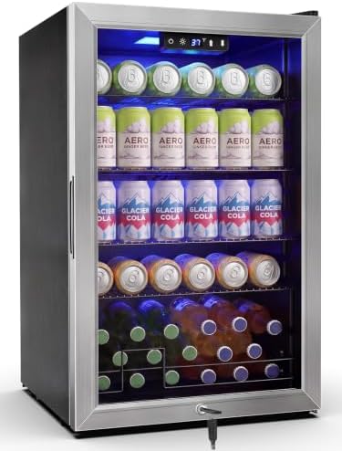 20" Beverage Refrigerator Cooler, 3.4 Cu. Ft. Drink Fridge with Glass Door by Velivi-SpecialistinFridge