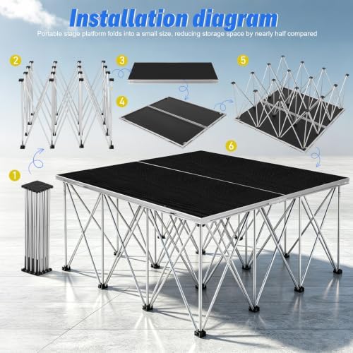4x4 ft Foldable Stage Platform, 24" Portable Riser, Non-Slip - Image 3