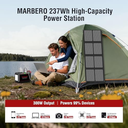 MARBERO 237Wh Solar Generator with Solar Panel Included Portable Power Station 300W Pure Sine Wave with Foldable Solar Panel 60W Set for Camping Outdoor Hiking Fishing Emergency - Image 4