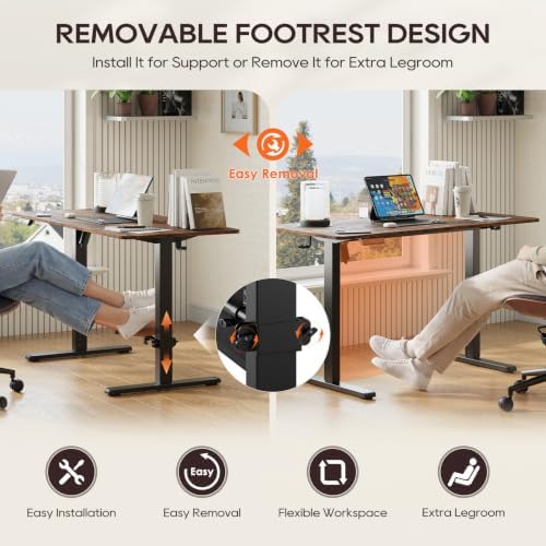 47" x 24" Electric Standing Desk with Adjustable Footrest, Rustic Brown - Image 5