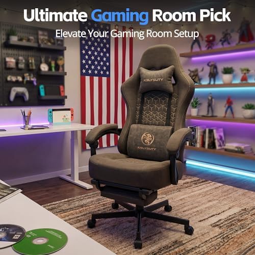 Desk Computer Gaming Chair - Ergonomic Game Office Chair with Extended Footrest and Massage Lumbar Support, Home Gamer Video Game Chairs with Spring Cushion for Adults (Pro Grey Leather) - Image 3