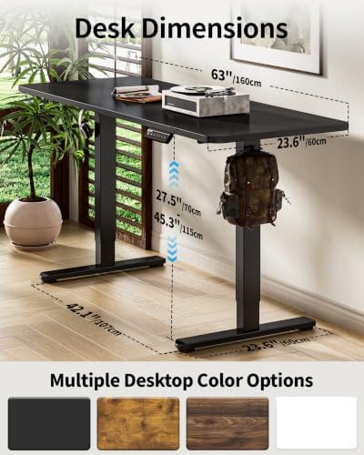 BIZUM Electric Standing Desk 63 x 24 Inch Computer Desk-Gaming Desk Black Home Office Desks Height Adjustable Memory Stand Up Computer Workstation - Image 3