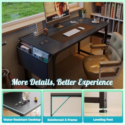 PRAISUN 47'' Computer Desk with Fabric Storage Bag - Image 7