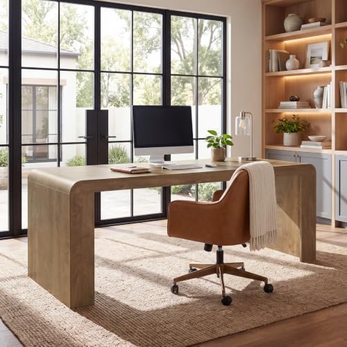 Tribesigns 70.9-Inch Executive Desk, Modern Wooden Computer Desk, Brown - Image 6