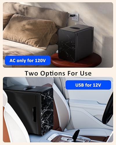OTIC 4L Mini Fridge, Portable Refrigerator for Bedroom, Car, Marble Black - Image 4