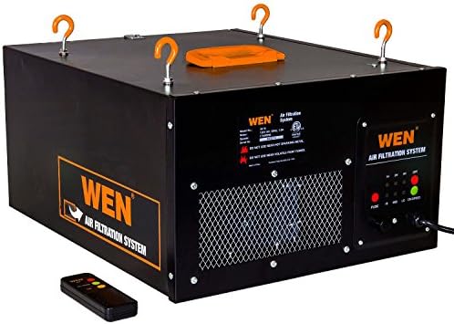 WEN 3410 3-Speed Remote-Controlled Air Filtration System (300/350/400 CFM), Basic w/ RF Remote (400 CFM) , Black by WEN