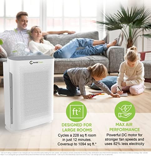 Air Purifier for Home Allergies & Pets | 4-in-1 H13 True HEPA Filter/Ionizer/Carbon + UV Light | Portable Air Purifiers for Large Room & Bedroom Odor Elimination - InvisiClean Aura II - Image 3
