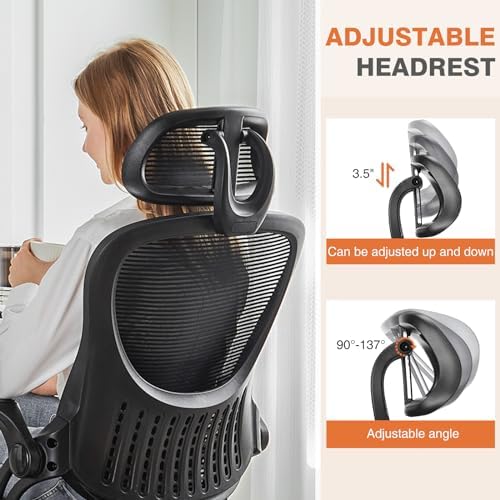 Sweetcrispy Computer Desk Chair, Mesh Office Chair with Lumbar Support - Image 3