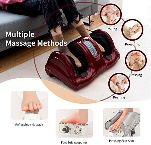 Giantex Shiatsu Foot Massager Machine, Deep Kneading Rolling Massage for Feet, Leg Calf Ankle, Electric Massager w/Remote, 4 Massage Modes, Burgundy - Image 2