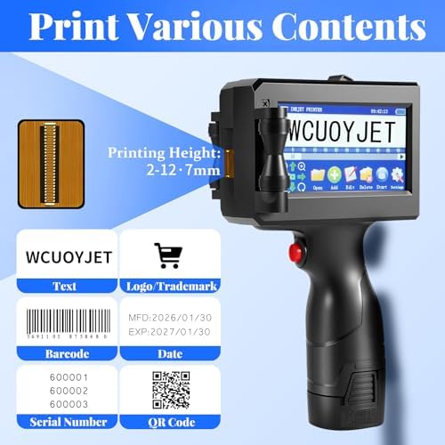 Handheld Inkjet Printer & Coding Machine, WUOYJET TIJ770 Portable Inkjet Printer Gun with 42ml Quick-Dry Ink Date/Batch/QR Code/Barcode/Image Printing - Image 2