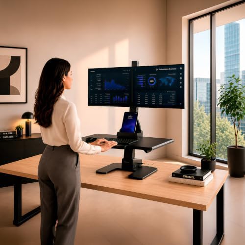 Mount-It! Dual Monitor Electric Standing Desk Converter, Sit-Stand Riser - Image 5