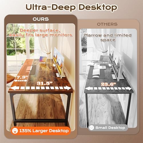 Huuger 63 x 31.5 inch Desk with Power Outlets & 0.95 Inch Thicker Desktop - Image 5
