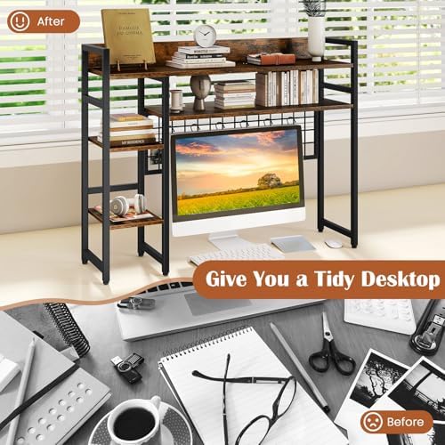 Desktop Bookshelf, 4-Tier Storage Display Shelves - Image 4