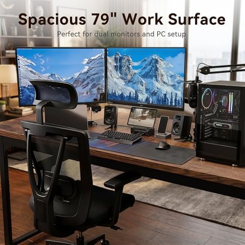 Coleshome 79 Inch Computer Desk with Power Outlet - Image 5