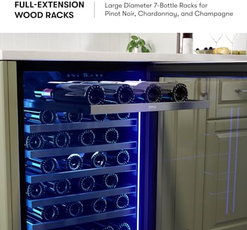 Zephyr Presrv 24" Wine Fridge Single Zone Under Counter - Countertop Wine Cooler Cellars Cabinet Wine Beverage Refrigerator Home Bar Chiller Freestanding with Glass Door, 53 Bottles 750ml - Image 5