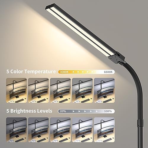 LED Desk Lamp Architect Task Light Dual Head Modern Flexible Gooseneck Tall - Image 4