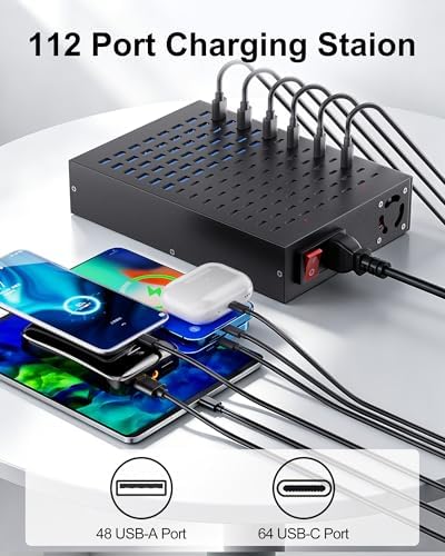 112-Port 800W USB Charging Station, USB C Charger for Multiple Devices - Image 2