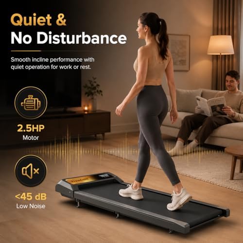 HOELLL Walking Treadmill Pad with 5% Adjustable Incline and APP Sync, Small Compact Under Desk Treadmills for Home and Office with Remote Control and LED Display, 2.5HP - Image 6