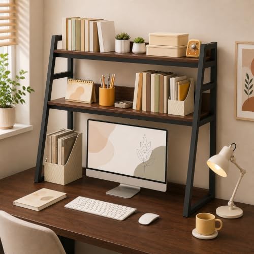 3 Tires Desktop Hutch Bookshelf, Desktop Bookshelf by Unknown