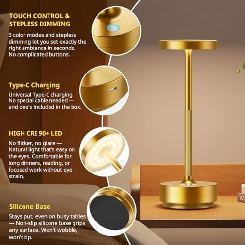 Rechargeable Cordless Table Lamp with 5000mAh Battery IP54 Waterproof LED - Image 5