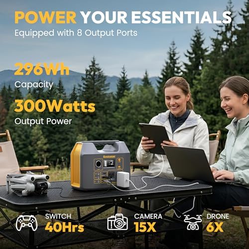 EnginStar 296Wh Portable Solar Generator, Pure Sine Wave Power Station - Image 2