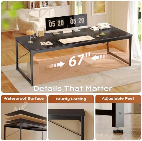 PRAISUN 70.8 X 29.5 Inch Computer Desk with Deeper Desktop - Image 6