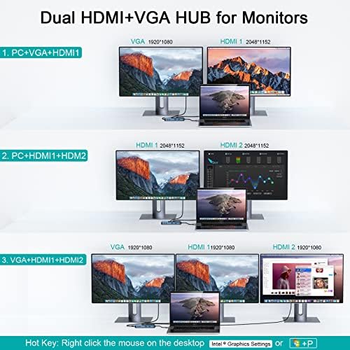 USB 3.0 Docking Station Dual Monitor,2*HDMI HUB Displaylink Dock for Laptop - Image 4