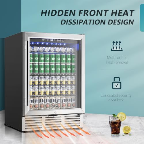 EUHOMY 180 Can Beverage Refrigerator, 24 Inch Under Counter Refrigerator - Image 4