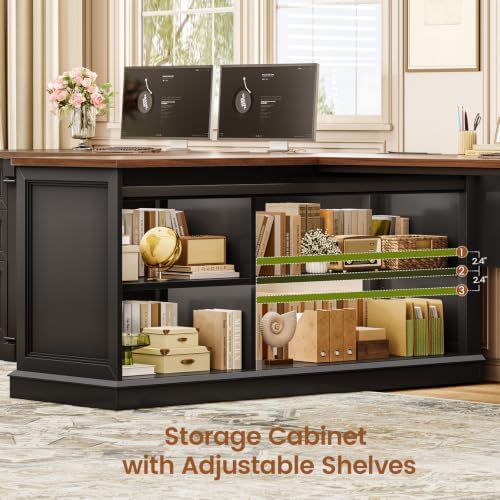 SEDETA 110.2" 2 Person Desk with 6 Drawers & Storage Shelves, Power Strip - Image 6