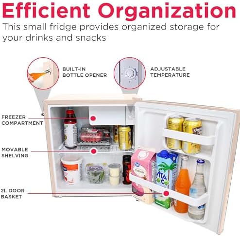 Frigidaire Coral EFR176- AMZ EFR176 Retro Mini Refrigerator-Energy Saving-Adjustable Thermostat Control-Side Mounted Bottle Opener-Ideal for for Dorm, Office, RV, Garage, Apartment 1.6 Cubic Feet - Image 4