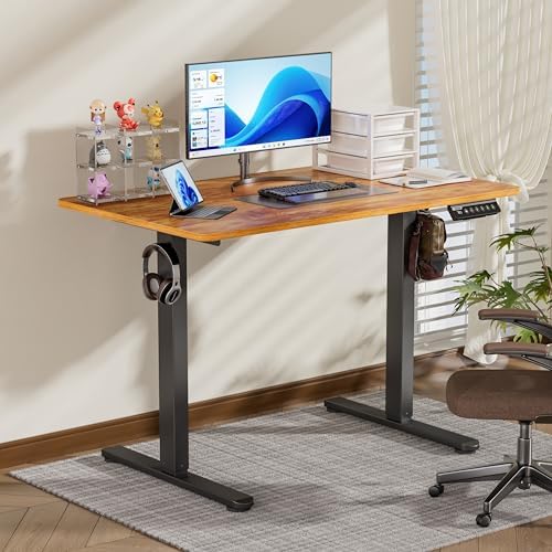 BIZUM 40x24 Inch Electric Standing Desk with Memory Presets, Quiet Motor Height Adjustable Stand Up Desk for Home Office & Gaming, Ergonomic Sit Stand Workstation，Light Rustic Brown - Image 2