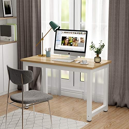 Tribesigns Computer Desk, 47 inch Modern Simple Office Desk Computer Table Study Writing Desk for Home Office, Light Walnut - Image 2