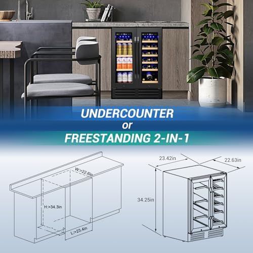 Velivi 24'' Wine and Beverage Refrigerator UnderCounter Fridge Dual Zone - Image 6