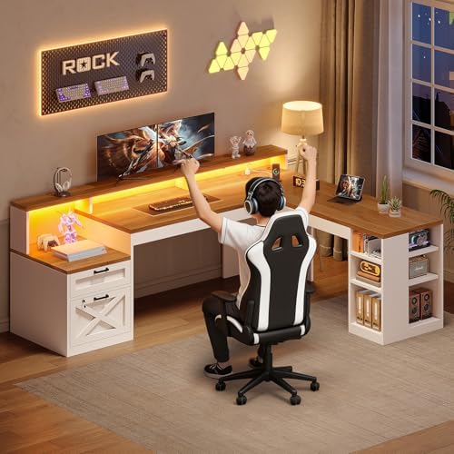 SEDETA 65"x59" L Shaped Desk with Lockable Drawers Storage for Home Office - Image 3