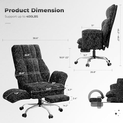 Big and Tall Office Chair, Flip Armrests for Pets & Cross Legged Sitting - Image 2