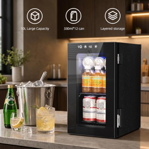 Antarctic Star 10L Mini Fridge, Beverage Refrigerator Small Drink Fridge for Bedroom, beverage cooler with Digital Temp Adjustment 40-61°F, Ideal for Bedroom, Dormitory, Office, Bar and Kitchen - Image 3