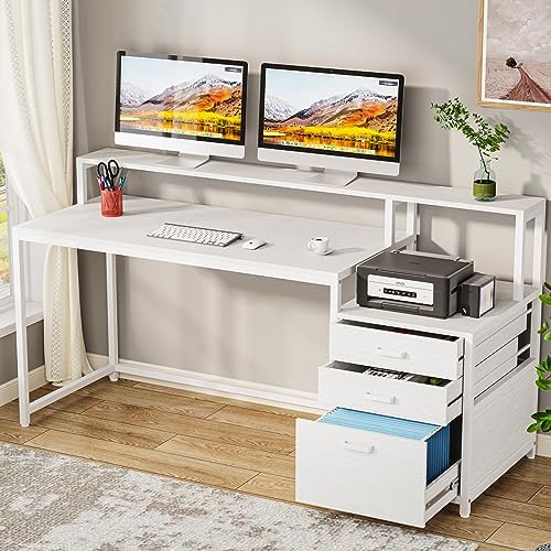 Tribesigns 63 Inch Computer Desk with File Drawer Cabinet, Ergonomic Desk by Tribesigns
