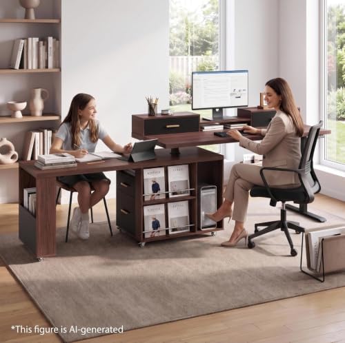 ModernMate 61'' L Shaped Electric Standing Desk with 360° Rotating Cabinet - Image 4