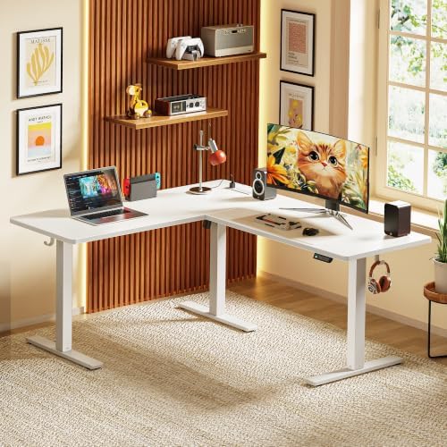 Huuger 63 x 55 Inch L Shaped Standing Desk with Power Outlets - Image 2