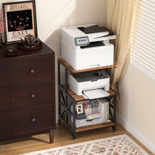 GreenForest Printer Stand with Lockable Wheels, Heavy Duty Printer Table - Image 3