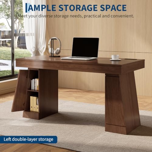 55" Executive Desk with Power Outlet, Storage Cabinet - Image 6