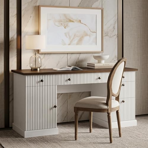 Garvee 60" Office Desk with Charging Station for Home Office, White - Image 3