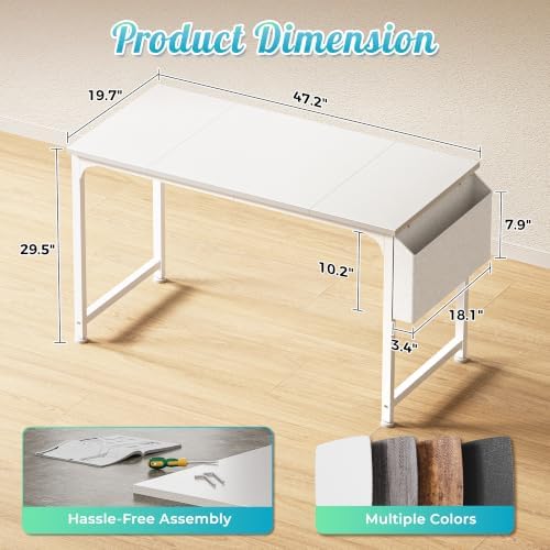PRAISUN 47'' Computer Desk with Fabric Storage Bag - Image 3