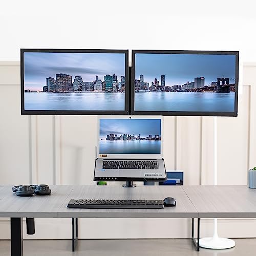 VIVO Laptop and Dual 13 to 27 inch LCD Monitor Stand up Desk Mount, Tall Adjustable Stand, Fits Laptops up to 17 inches, Black, STAND-V012J - Image 4